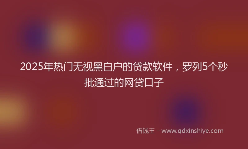 2025年热门无视黑白户的贷款软件，罗列5个秒批通过的网贷口子