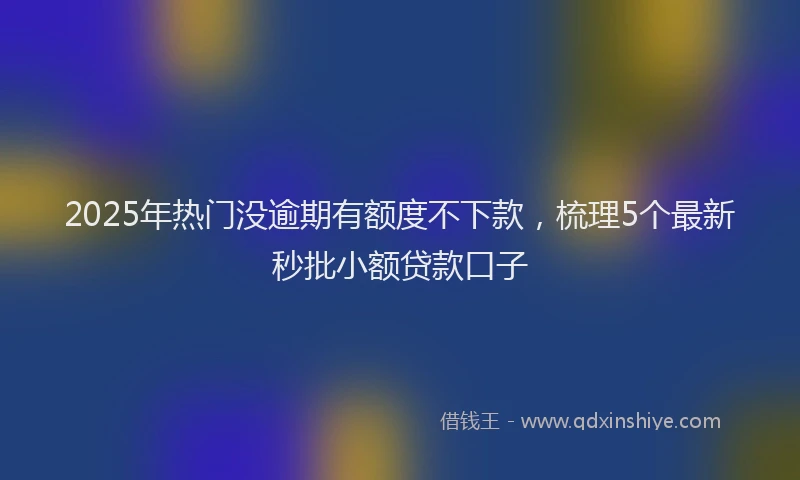 2025年热门没逾期有额度不下款，梳理5个最新秒批小额贷款口子