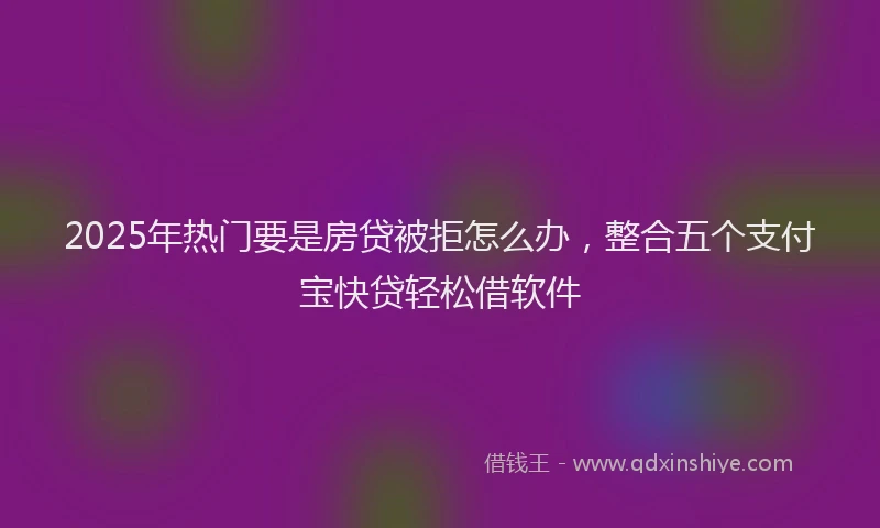2025年热门要是房贷被拒怎么办，整合五个支付宝快贷轻松借软件