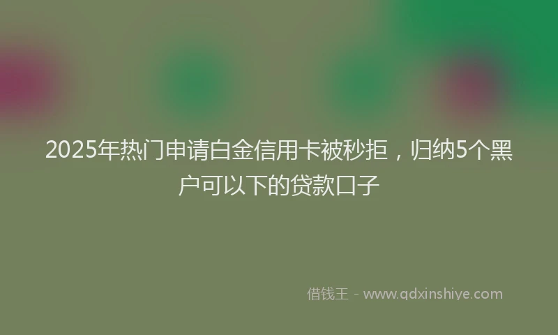 2025年热门申请白金信用卡被秒拒，归纳5个黑户可以下的贷款口子