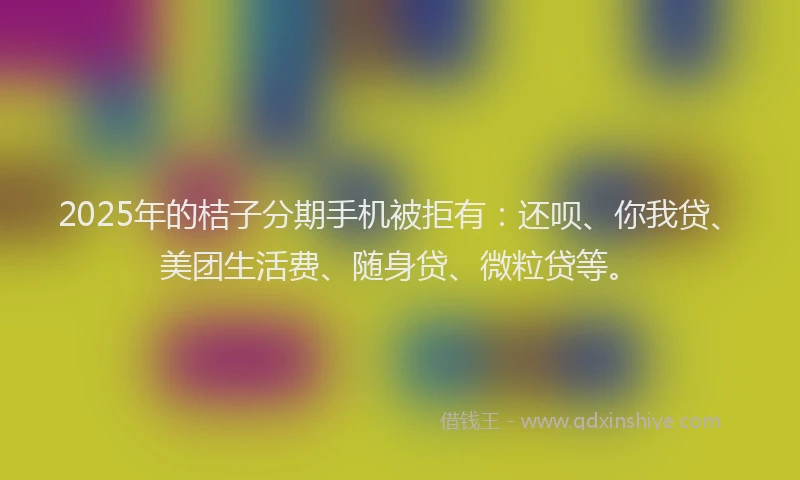 2025年的桔子分期手机被拒有：还呗、你我贷、美团生活费、随身贷、微粒贷等。