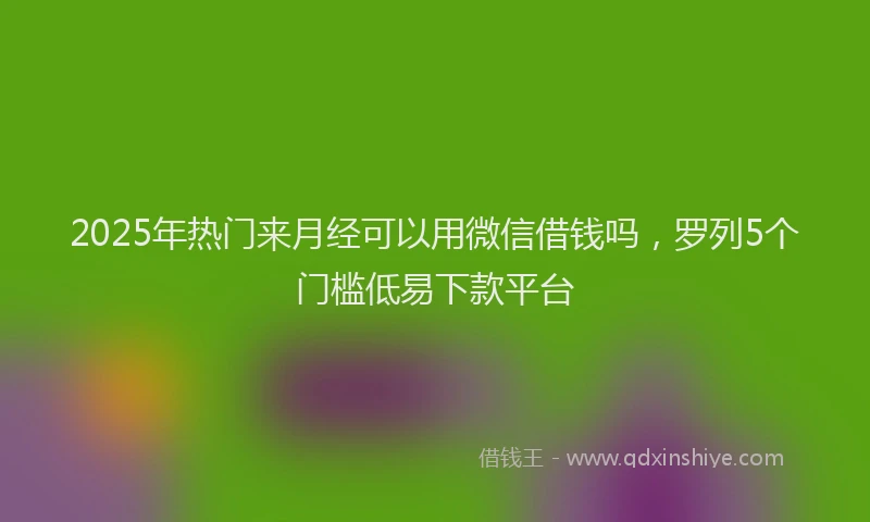 2025年热门来月经可以用微信借钱吗，罗列5个门槛低易下款平台