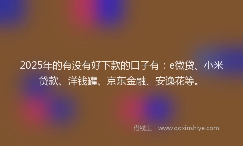2025年的有没有好下款的口子有：e微贷、小米贷款、洋钱罐、京东金融、安逸花等。