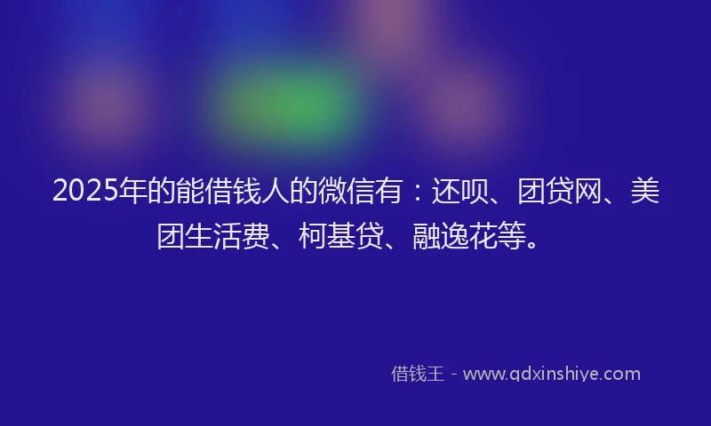 2025年的能借钱人的微信有：还呗、团贷网、美团生活费、柯基贷、融逸花等。