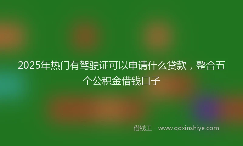 2025年热门有驾驶证可以申请什么贷款，整合五个公积金借钱口子