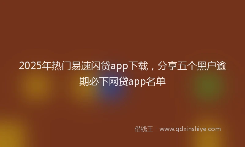 2025年热门易速闪贷app下载，分享五个黑户逾期必下网贷app名单