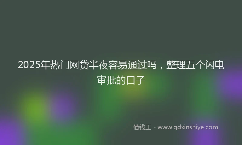 2025年热门网贷半夜容易通过吗，整理五个闪电审批的口子