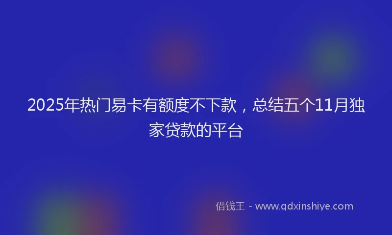 2025年热门易卡有额度不下款，总结五个11月独家贷款的平台