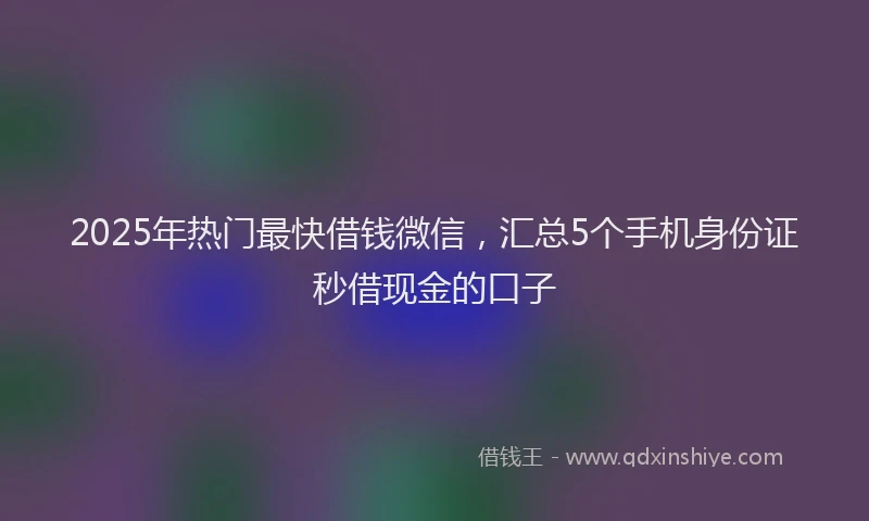 2025年热门最快借钱微信，汇总5个手机身份证秒借现金的口子