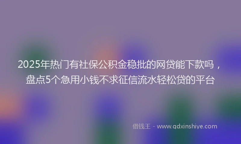 2025年热门有社保公积金稳批的网贷能下款吗，盘点5个急用小钱不求征信流水轻松贷的平台