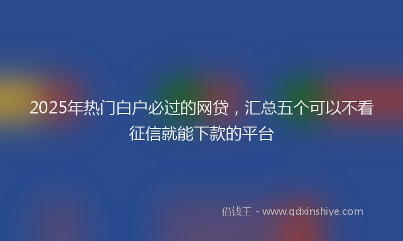 2025年热门白户必过的网贷，汇总五个可以不看征信就能下款的平台