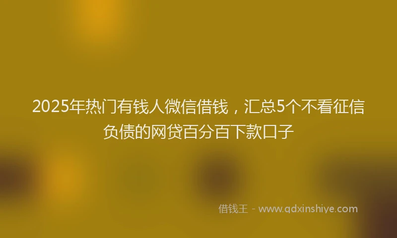 2025年热门有钱人微信借钱，汇总5个不看征信负债的网贷百分百下款口子