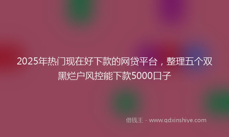 2025年热门现在好下款的网贷平台，整理五个双黑烂户风控能下款5000口子