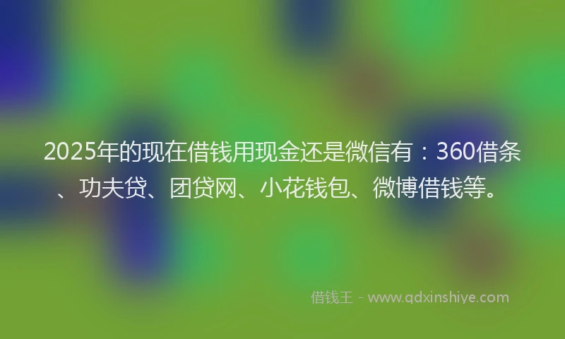 2025年的现在借钱用现金还是微信有：360借条、功夫贷、团贷网、小花钱包、微博借钱等。