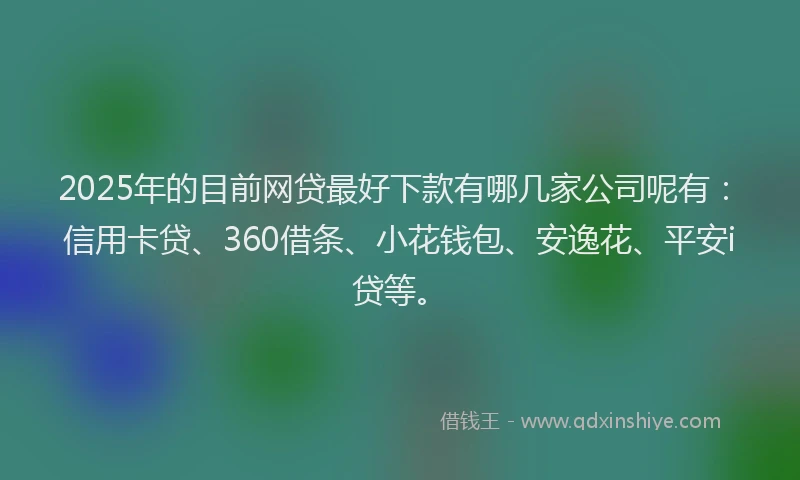 2025年的目前网贷最好下款有哪几家公司呢有：信用卡贷、360借条、小花钱包、安逸花、平安i贷等。