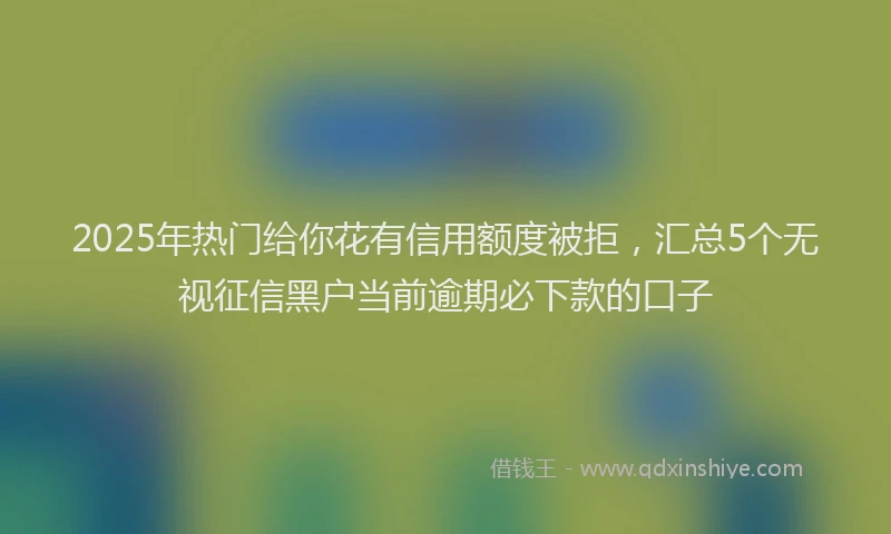 2025年热门给你花有信用额度被拒，汇总5个无视征信黑户当前逾期必下款的口子