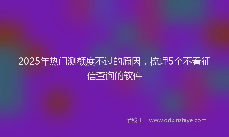 2025年热门测额度不过的原因，梳理5个不看征信查询的软件