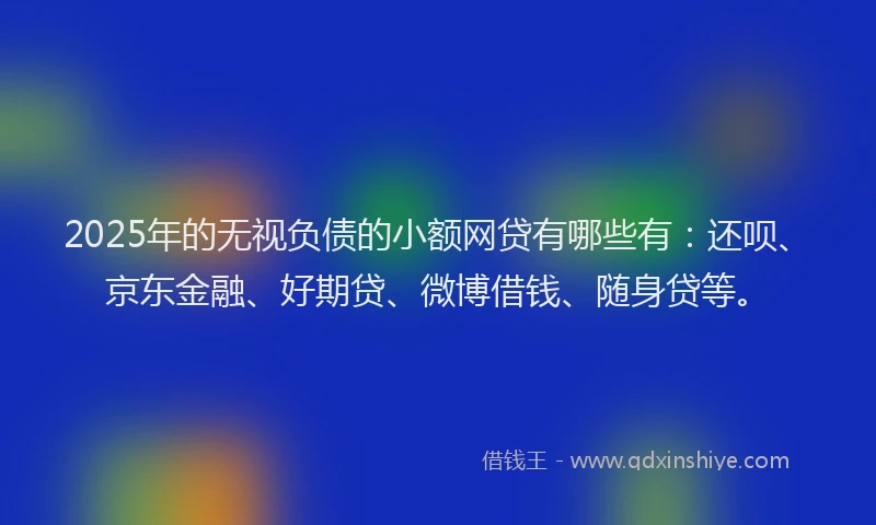 2025年的无视负债的小额网贷有哪些有：还呗、京东金融、好期贷、微博借钱、随身贷等。
