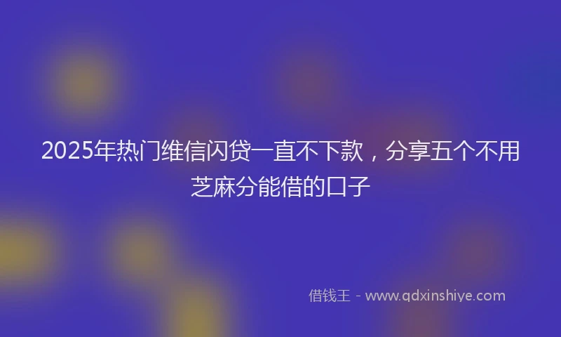 2025年热门维信闪贷一直不下款，分享五个不用芝麻分能借的口子