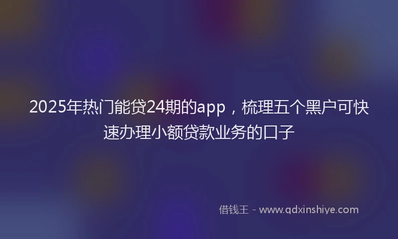 2025年热门能贷24期的app，梳理五个黑户可快速办理小额贷款业务的口子