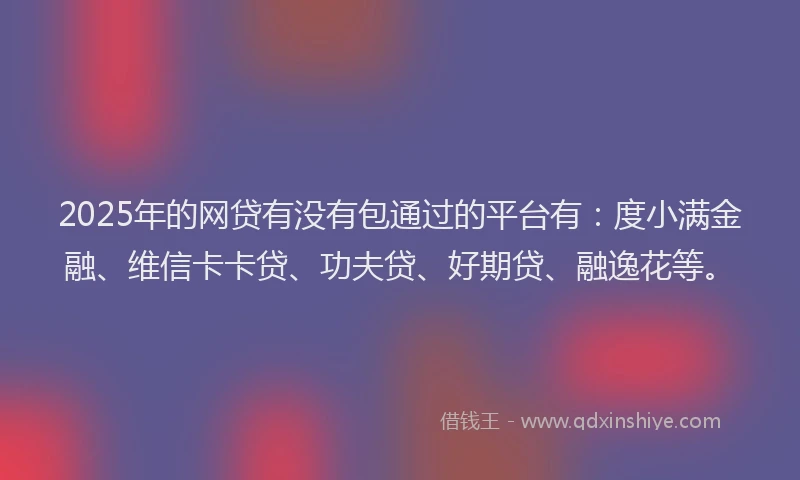 2025年的网贷有没有包通过的平台有：度小满金融、维信卡卡贷、功夫贷、好期贷、融逸花等。