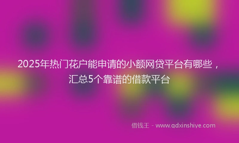 2025年热门花户能申请的小额网贷平台有哪些，汇总5个靠谱的借款平台