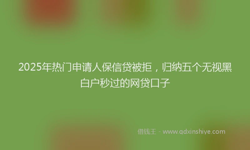2025年热门申请人保信贷被拒，归纳五个无视黑白户秒过的网贷口子