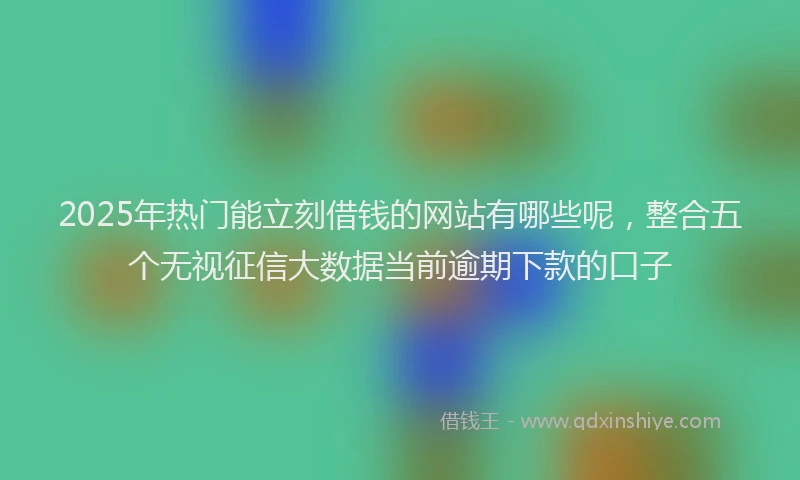 2025年热门能立刻借钱的网站有哪些呢，整合五个无视征信大数据当前逾期下款的口子