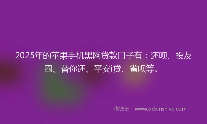 2025年的苹果手机黑网贷款口子有：还呗、投友圈、替你还、平安i贷、省呗等。