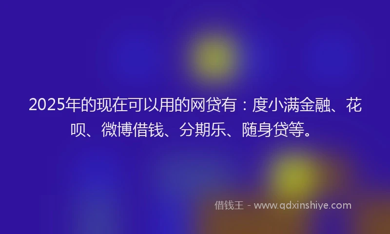 2025年的现在可以用的网贷有：度小满金融、花呗、微博借钱、分期乐、随身贷等。