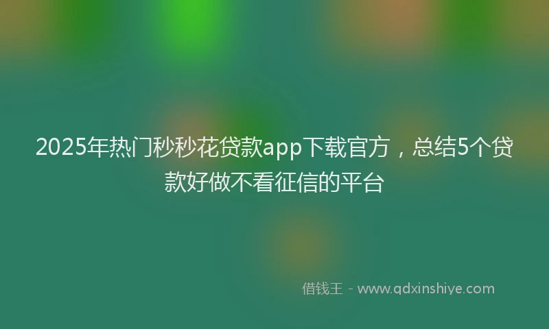 2025年热门秒秒花贷款app下载官方，总结5个贷款好做不看征信的平台