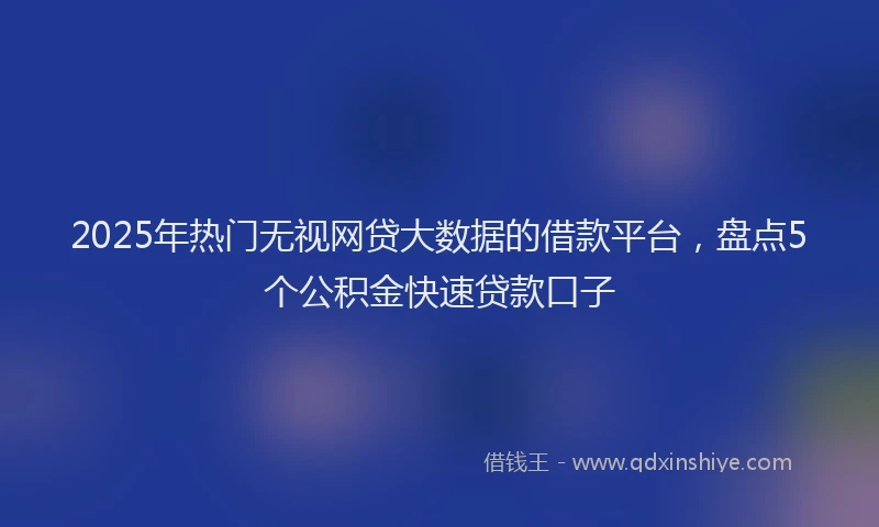 2025年热门无视网贷大数据的借款平台，盘点5个公积金快速贷款口子
