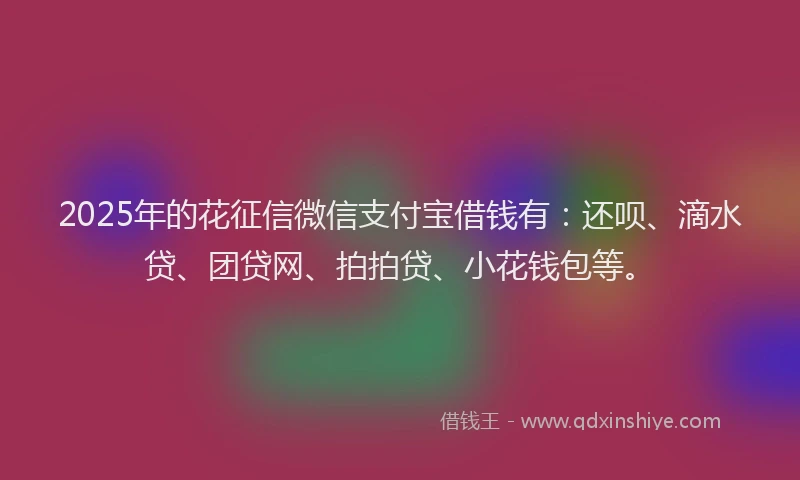 2025年的花征信微信支付宝借钱有：还呗、滴水贷、团贷网、拍拍贷、小花钱包等。