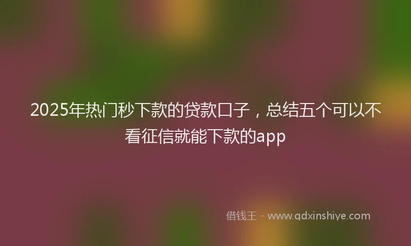 2025年热门秒下款的贷款口子，总结五个可以不看征信就能下款的app