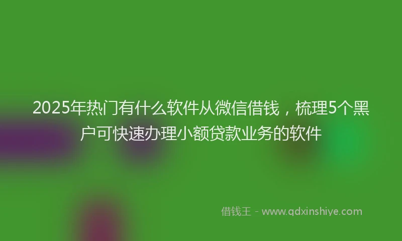2025年热门有什么软件从微信借钱，梳理5个黑户可快速办理小额贷款业务的软件
