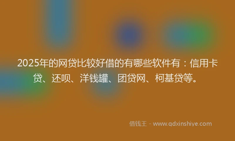 2025年的网贷比较好借的有哪些软件有：信用卡贷、还呗、洋钱罐、团贷网、柯基贷等。