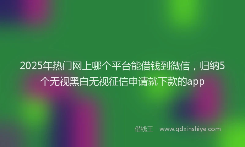 2025年热门网上哪个平台能借钱到微信，归纳5个无视黑白无视征信申请就下款的app
