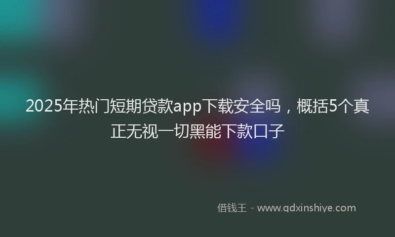 2025年热门短期贷款app下载安全吗，概括5个真正无视一切黑能下款口子