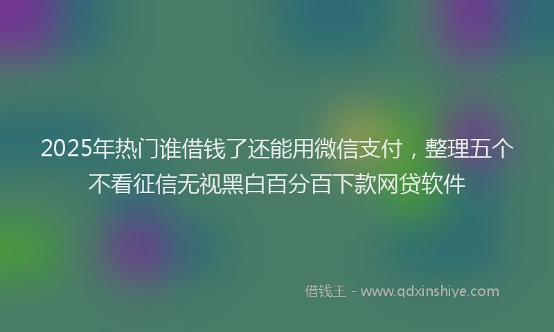 2025年热门谁借钱了还能用微信支付，整理五个不看征信无视黑白百分百下款网贷软件