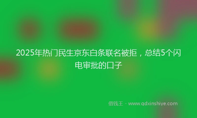 2025年热门民生京东白条联名被拒，总结5个闪电审批的口子
