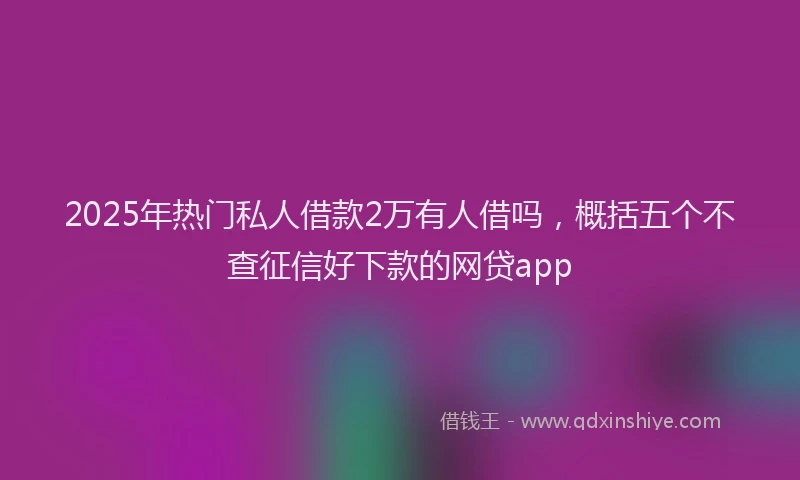 2025年热门私人借款2万有人借吗，概括五个不查征信好下款的网贷app
