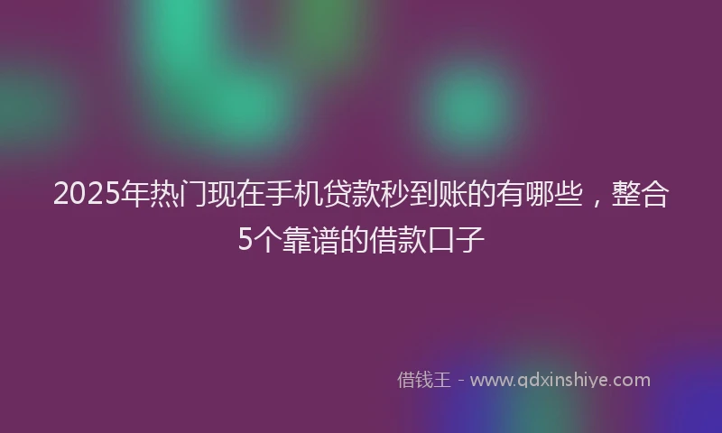 2025年热门现在手机贷款秒到账的有哪些，整合5个靠谱的借款口子