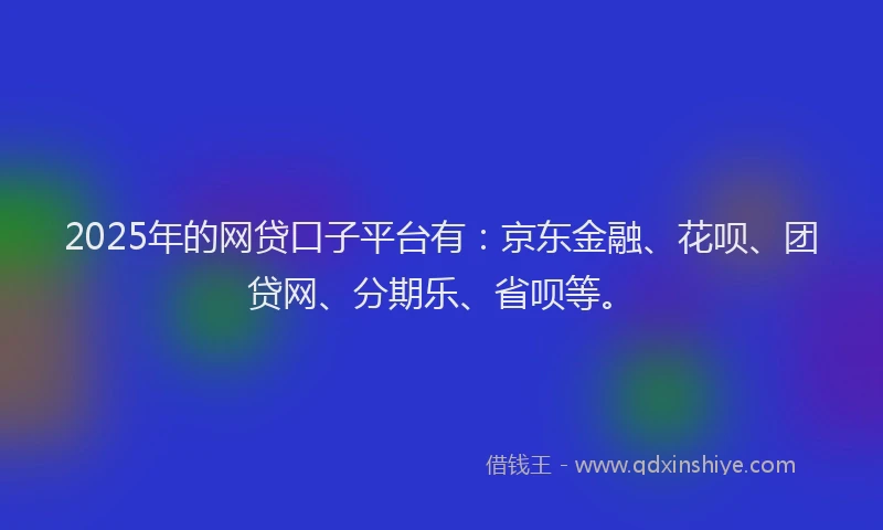 2025年的网贷口子平台有：京东金融、花呗、团贷网、分期乐、省呗等。