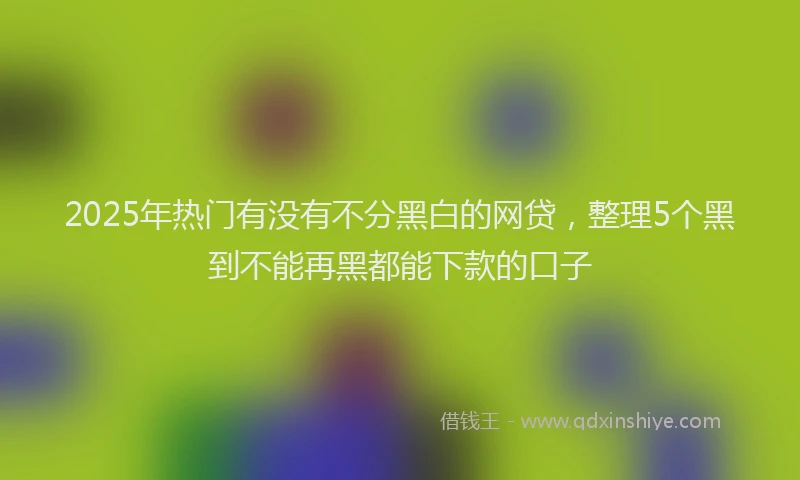 2025年热门有没有不分黑白的网贷，整理5个黑到不能再黑都能下款的口子