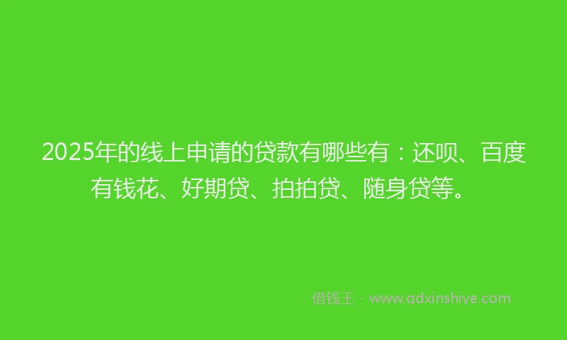 2025年的线上申请的贷款有哪些有：还呗、百度有钱花、好期贷、拍拍贷、随身贷等。