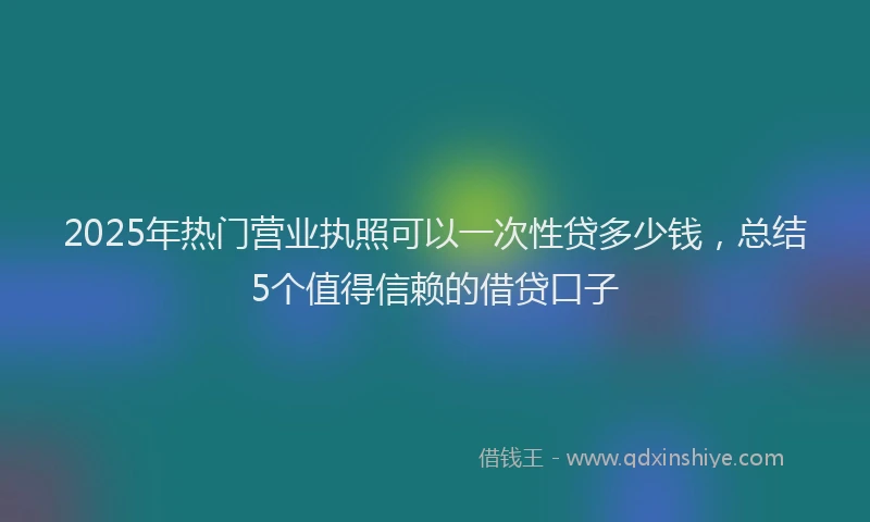 2025年热门营业执照可以一次性贷多少钱，总结5个值得信赖的借贷口子