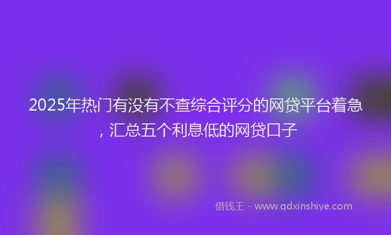 2025年热门有没有不查综合评分的网贷平台着急，汇总五个利息低的网贷口子
