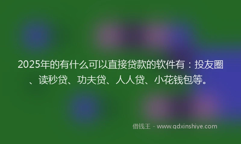 2025年的有什么可以直接贷款的软件有：投友圈、读秒贷、功夫贷、人人贷、小花钱包等。