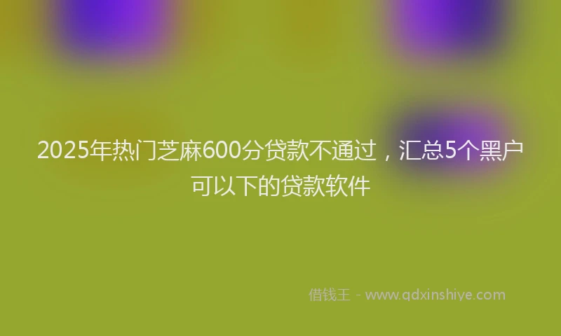 2025年热门芝麻600分贷款不通过，汇总5个黑户可以下的贷款软件