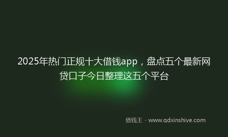 2025年热门正规十大借钱app，盘点五个最新网贷口子今日整理这五个平台
